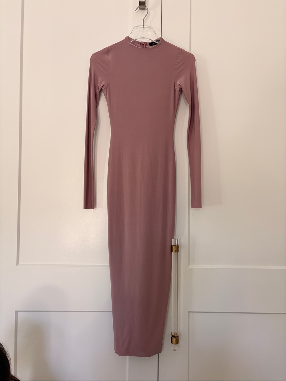 Long Sleeve Mauve Bodycon Midi Dress - Women